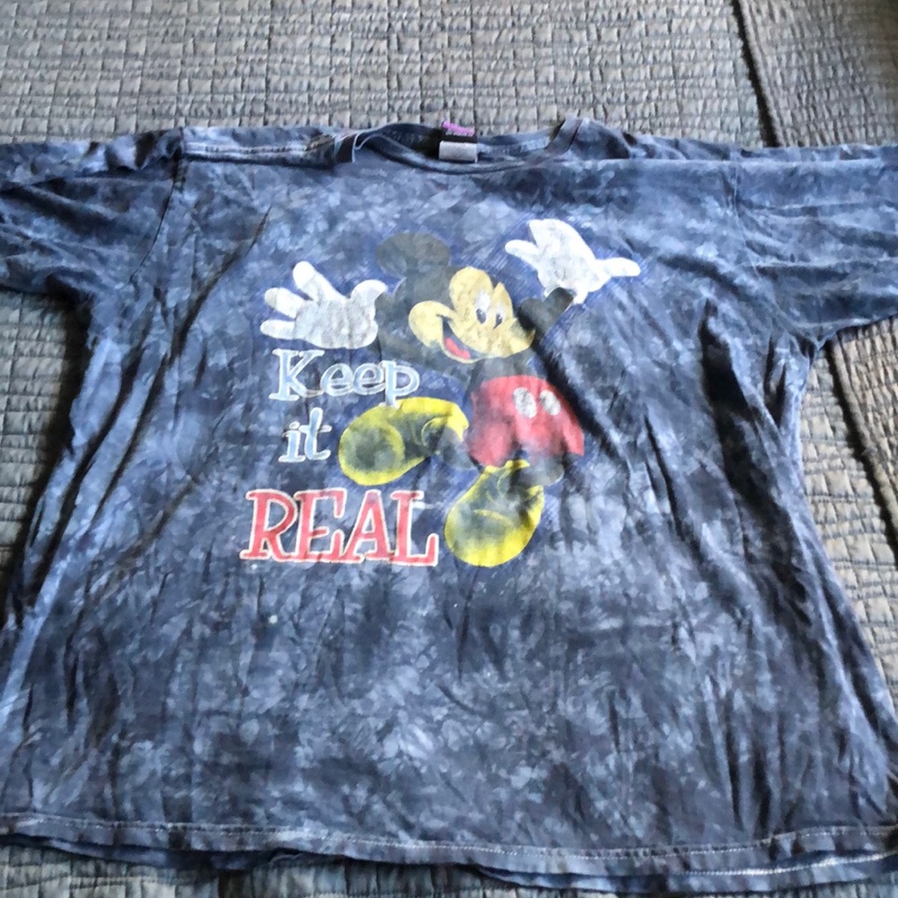 Vintage 80’s Disney Mickey Mouse blue tie dye T-Shirt women’s 18W-20W XXL